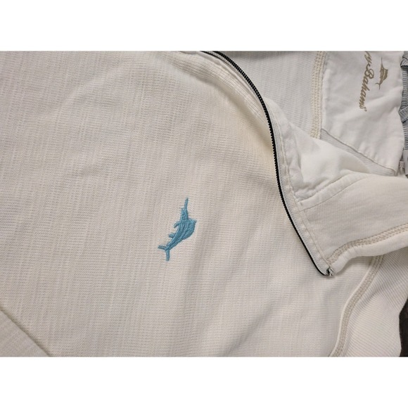 Tommy Bahama San Marino 1/4 Zip Pullover XXL Cream Embroidered Marlin w/Stretch - Picture 5 of 12